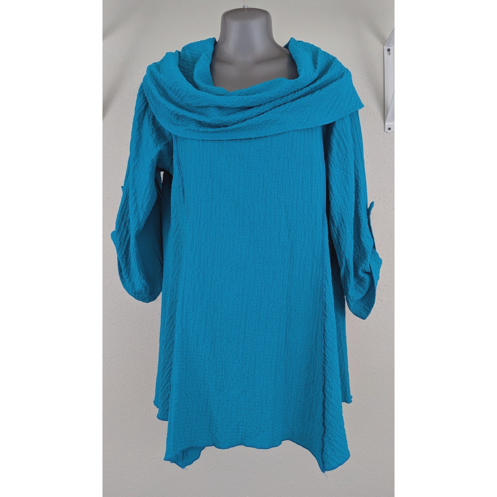 Moonlight Y & S Fashion Design sz M L Lagenlook Tunic Top crinkle artsy 0259
